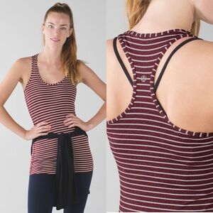 Lululemon Cool Racerback West2east Stripe Heathered Bordeaux Drama W1H08S Size 2